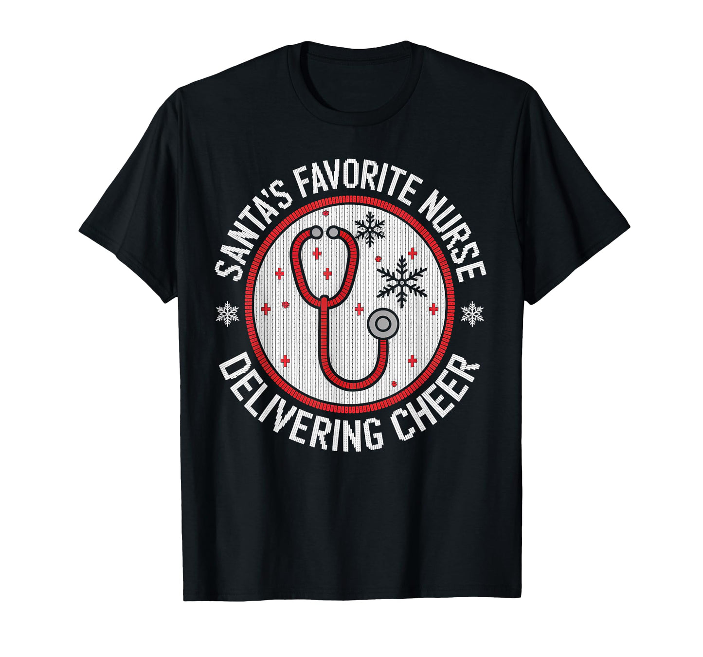 Santa’s Favorite Nurse Ugly Sweater Christmas T-Shirt