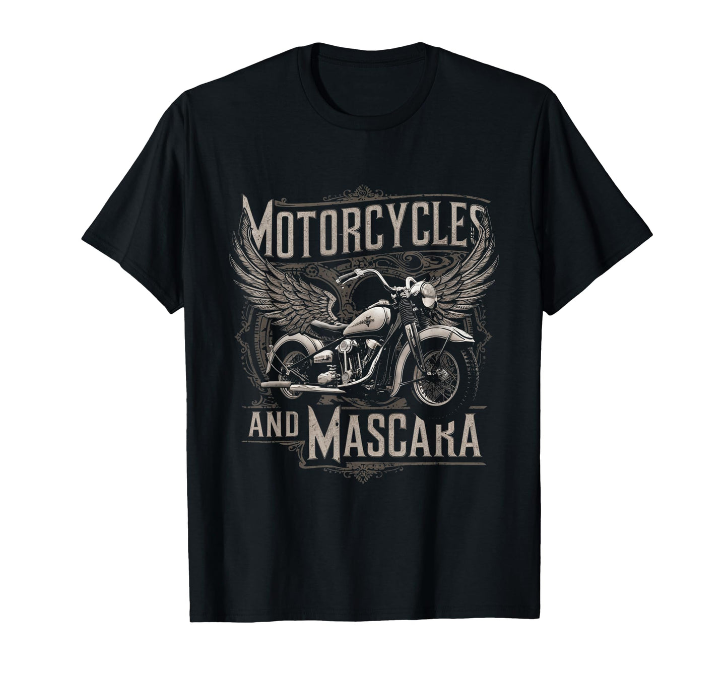 Vintage Motorcycles And Mascara Womens Cute Motor Lover T-Shirt