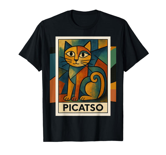 Picatso Cat – Vintage Cubist Art-Inspired Design T-Shirt for Men Women Girls Kids