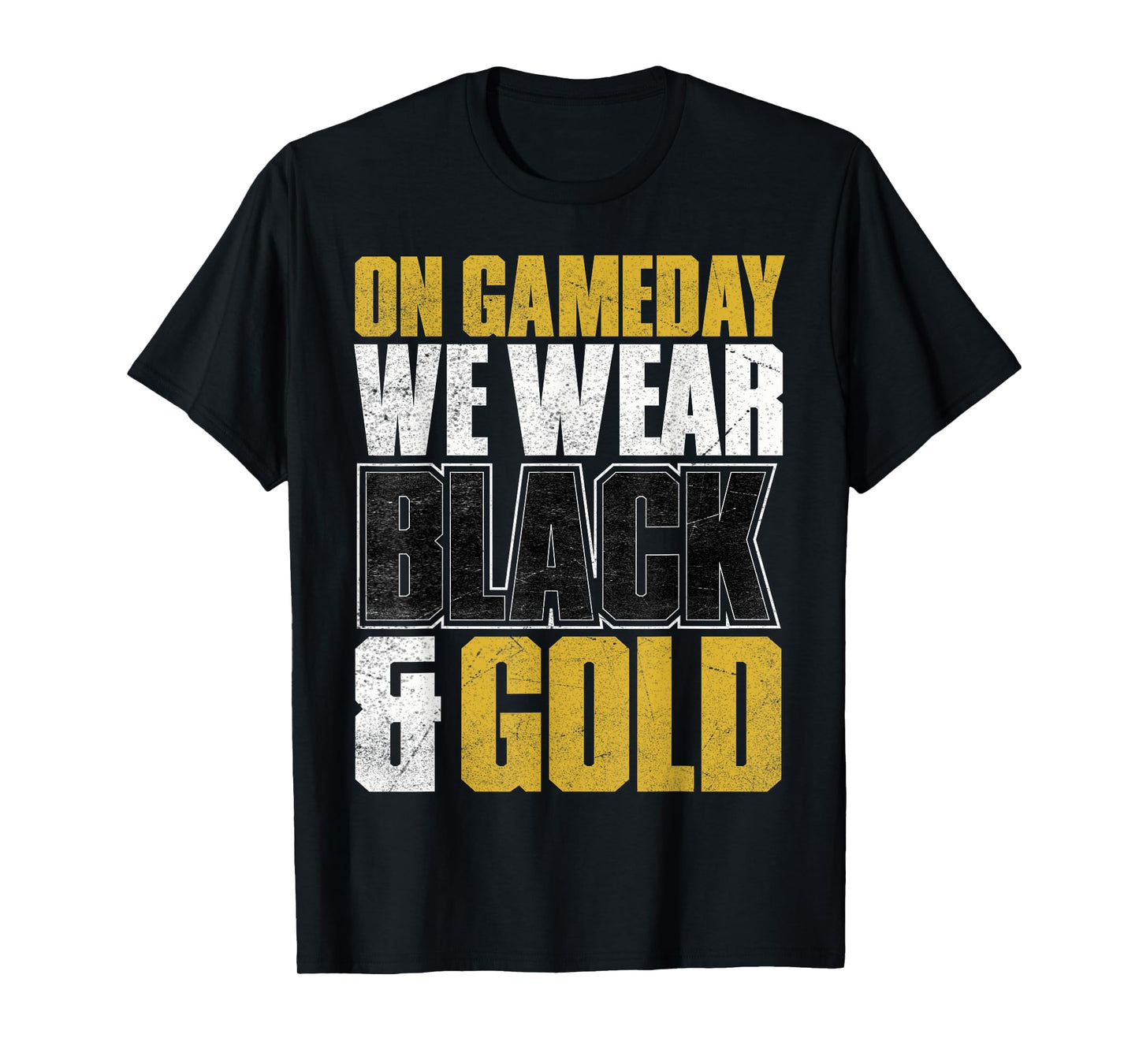 Game Day Football We Wear Black and Gold School Tournament T-Shirt