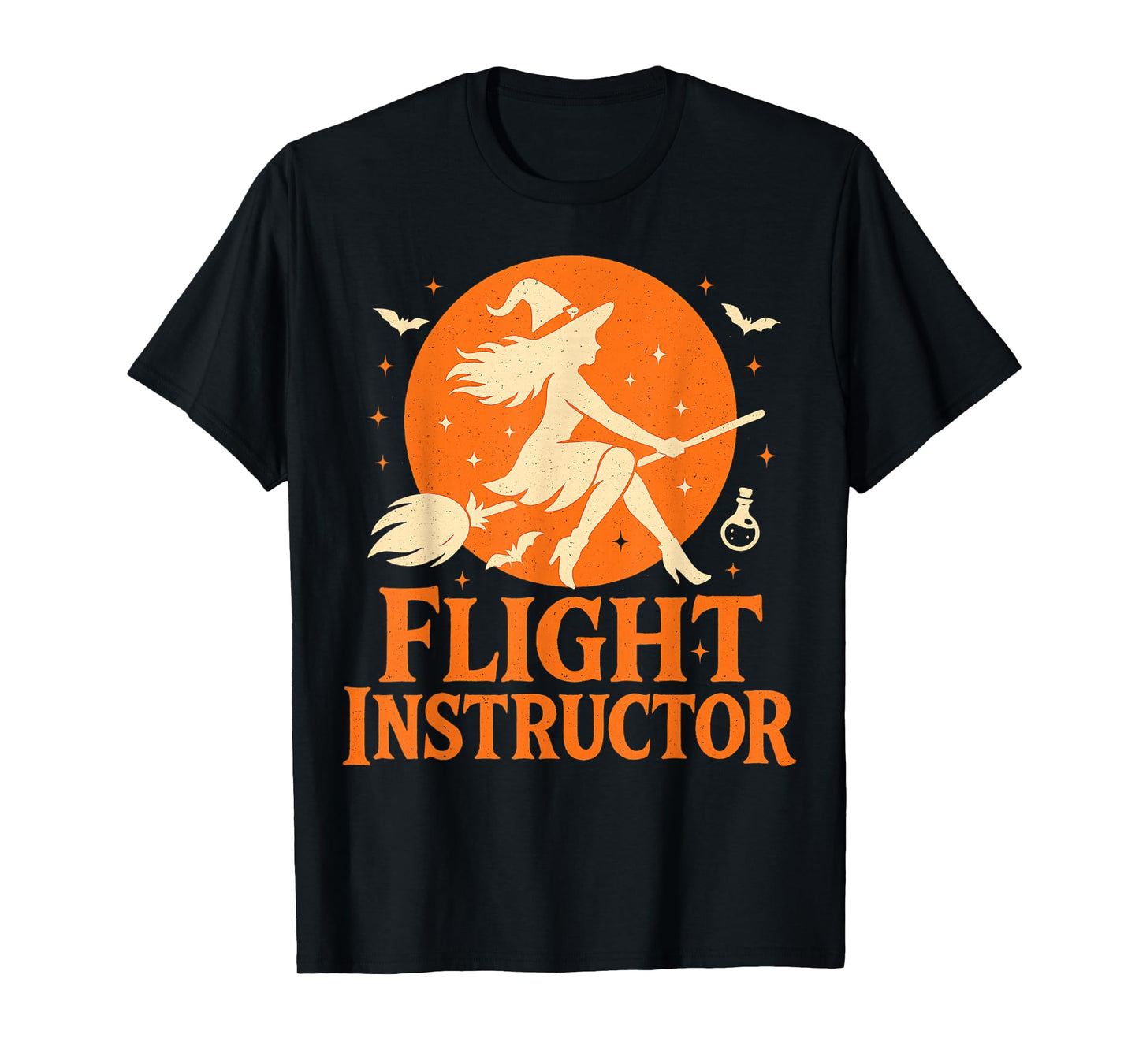 Flight Instructor Costume Funny Halloween Witch Flying Broom T-Shirt