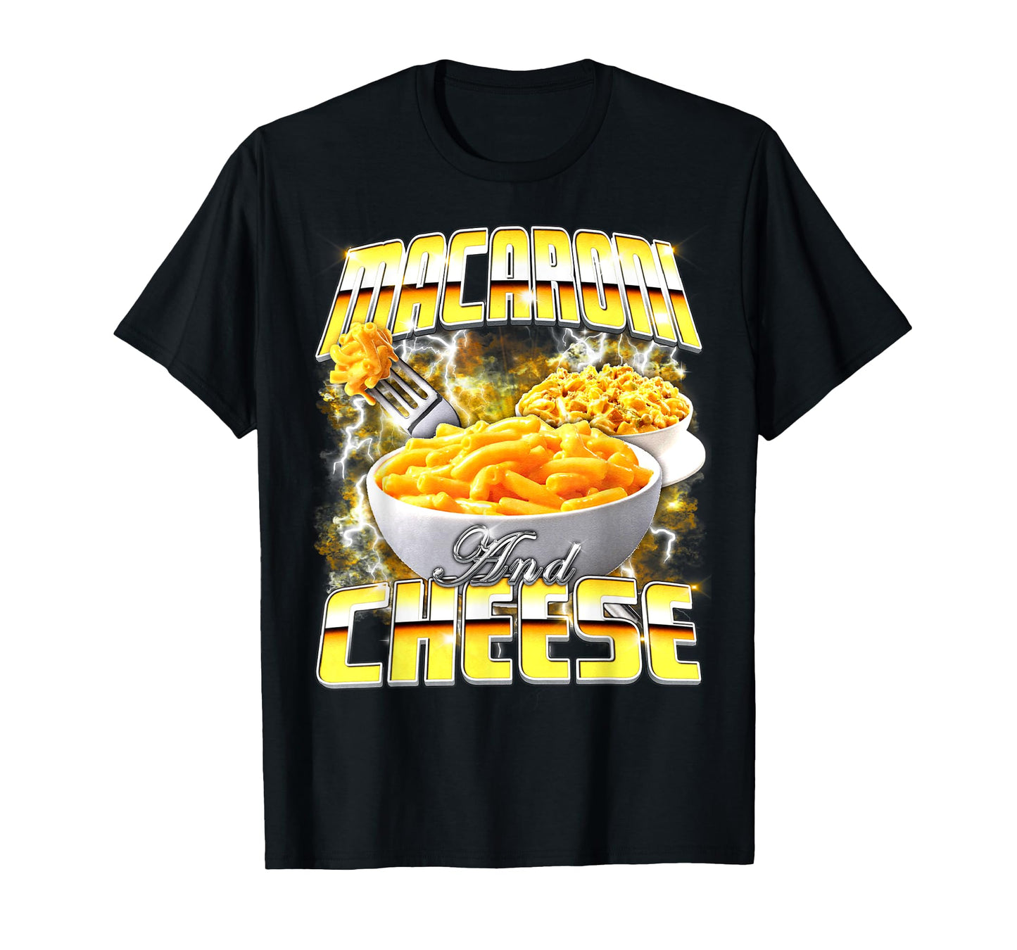 Macaroni and Cheese Meme Bootleg Rap Style 90s Vintage Funny T-Shirt