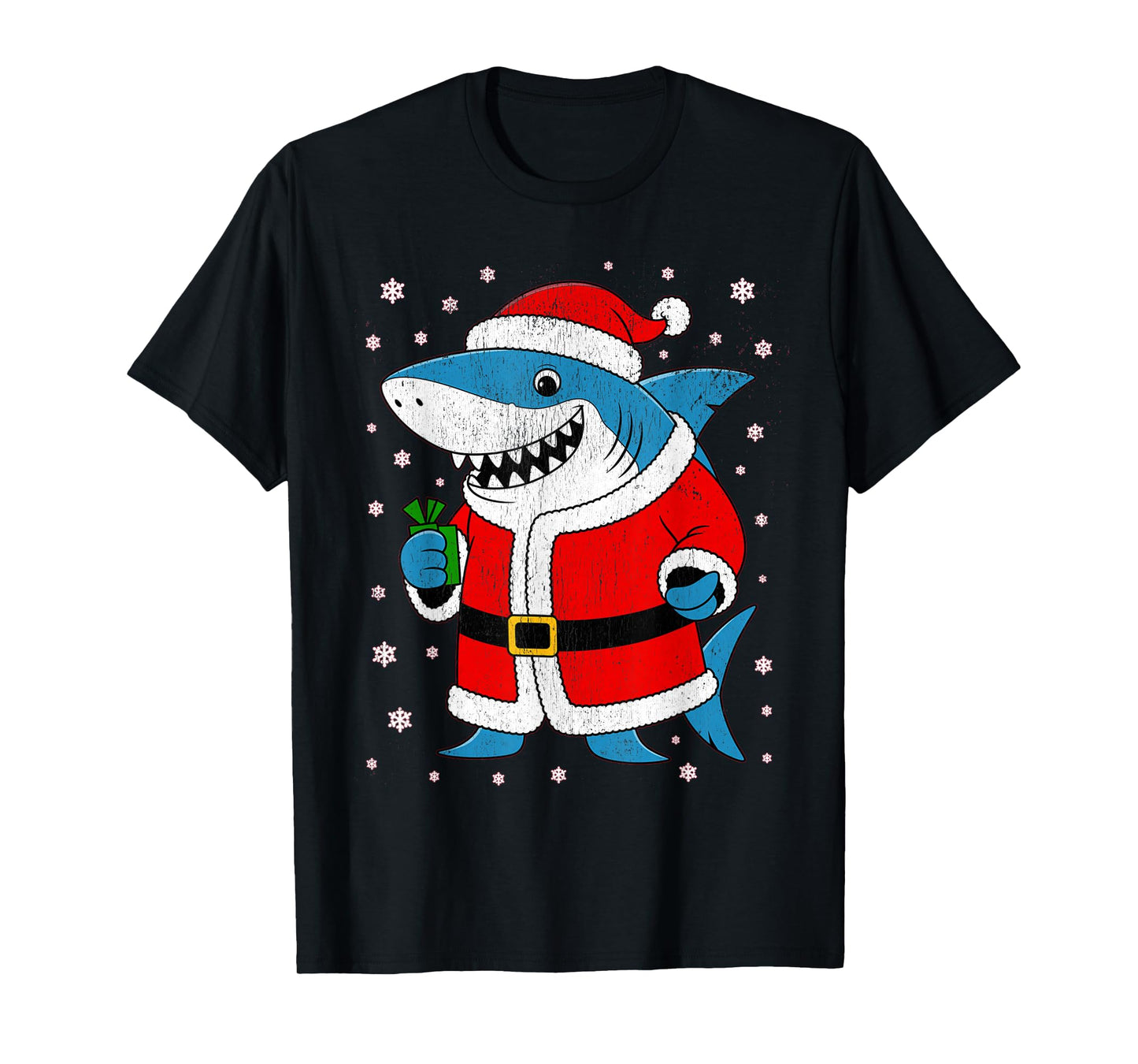 Funny Shark Santa Hat Christmas T-Shirt
