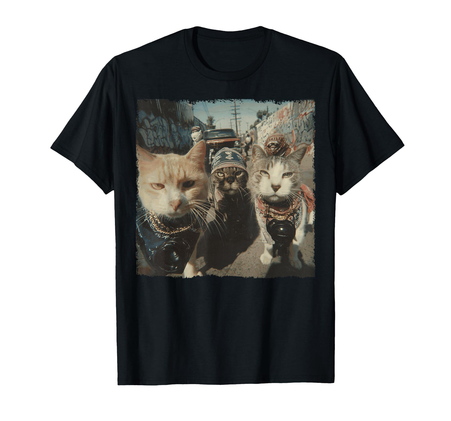 Funny Graphic Cat Gangster Funny T-Shirt