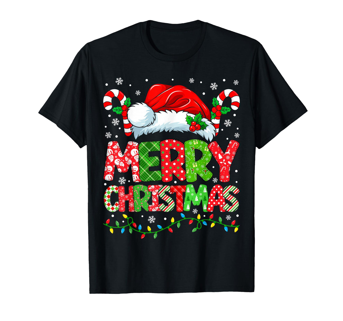 Merry Christmas Festive Santa Hat Xmas Family Men Women Kids T-Shirt