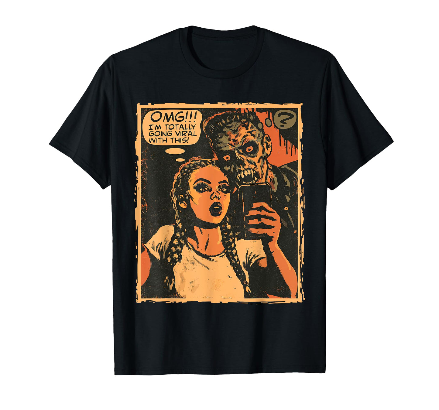 Zombie Selfie Viral Comic Horror Artwork for Halloween T-Shirt