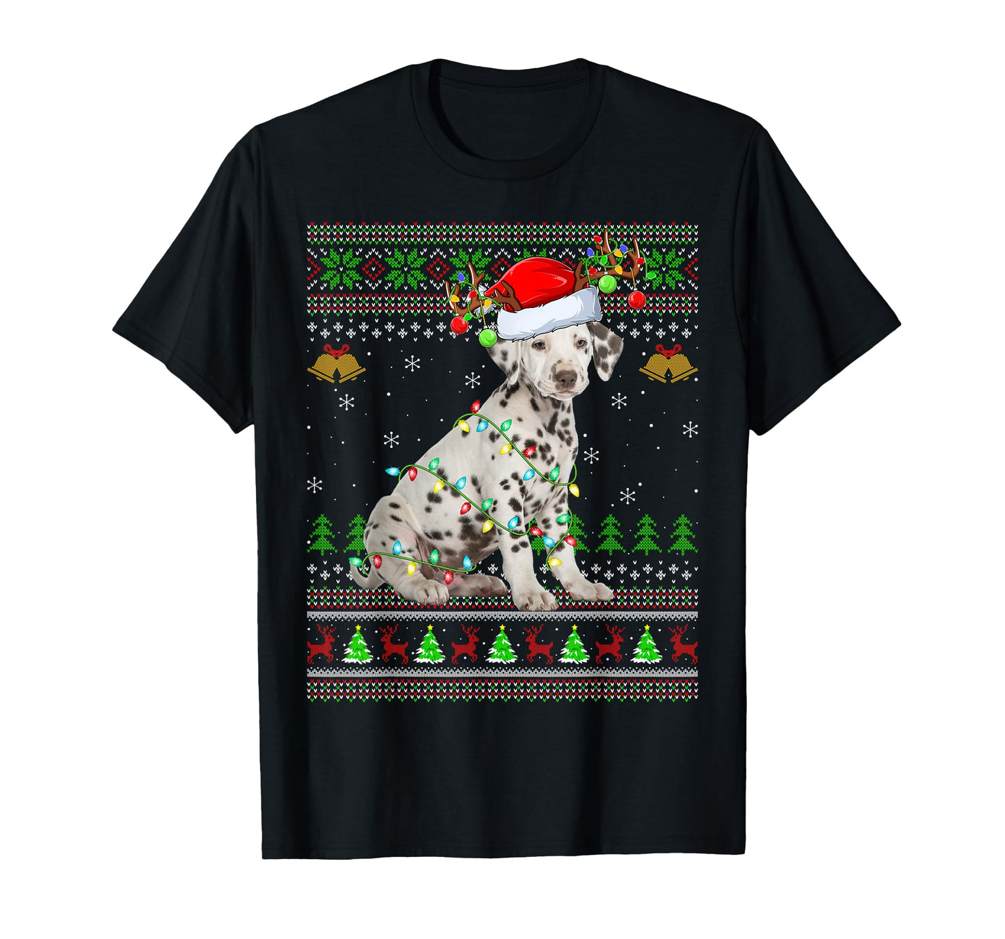 Dalmatian Dog Ugly Christmas Sweaters Holiday Santa Xmas T-Shirt