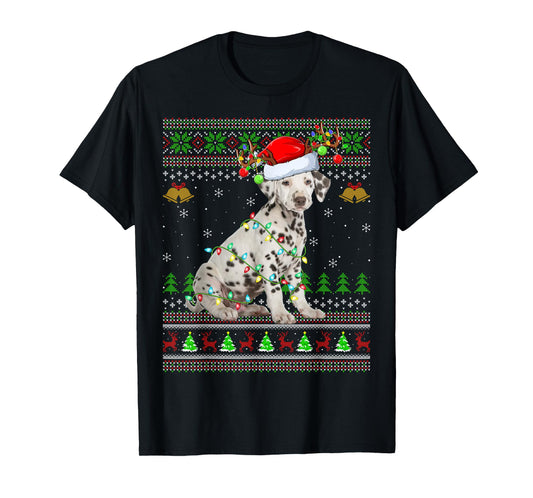 Dalmatian Dog Ugly Christmas Sweaters Holiday Santa Xmas T-Shirt