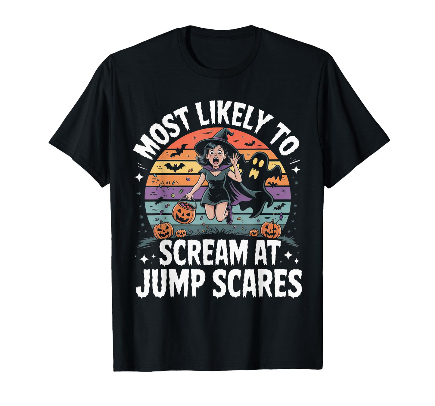 Most Likely to Scream at Jump Scares Funny Halloween T-Shirt