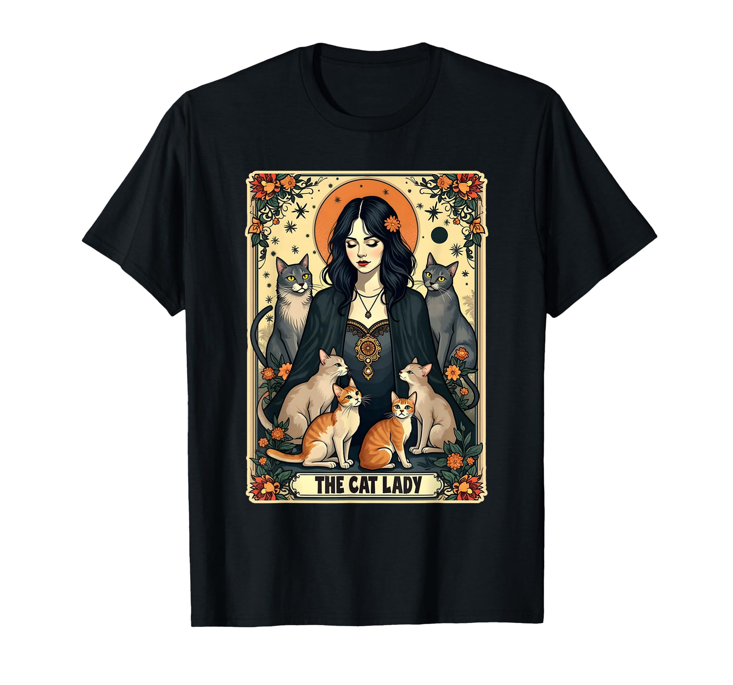 The Cat Lady Tarot Card Shirt Women Witchy Gothic Cat Mom T-Shirt