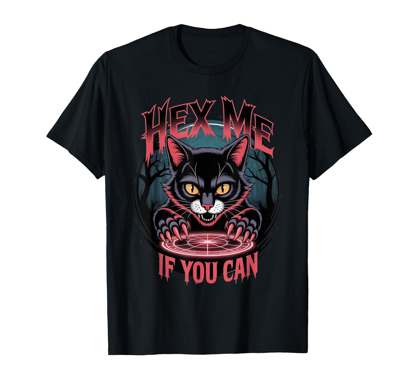 Hex Me If You Can Halloween Shirt Black Cat Witch Spell T-Shirt