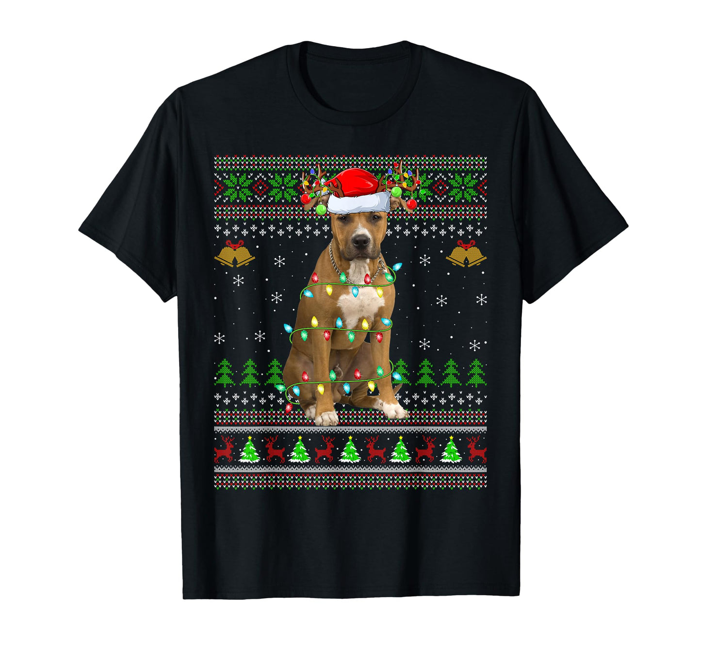 Staffordshire Bull Terrier Dog Ugly Christmas Sweaters Xmas T-Shirt