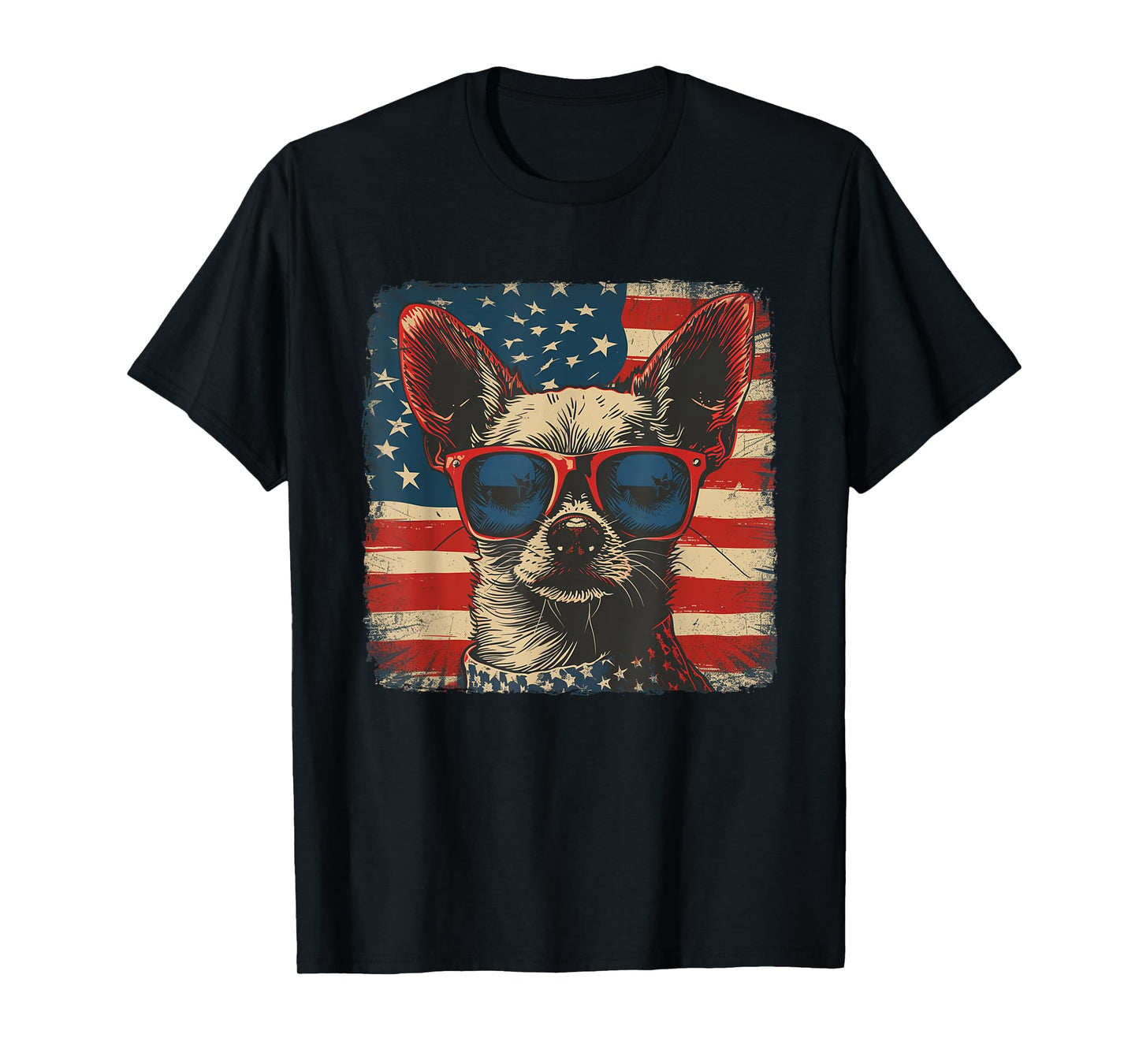 America Flag 4th of July Chihuahua Dog Men Women Kids T-Shirt