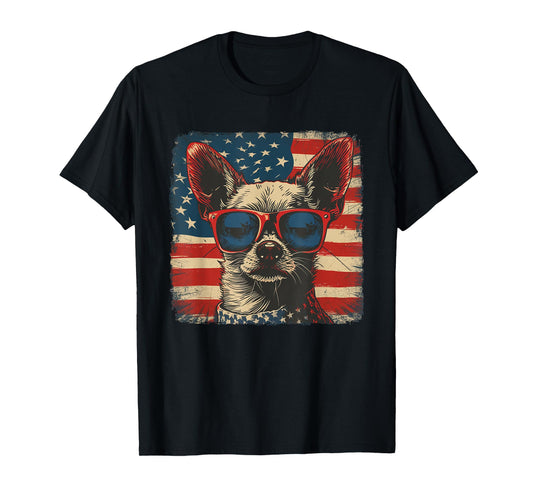 America Flag 4th of July Chihuahua Dog Men Women Kids T-Shirt