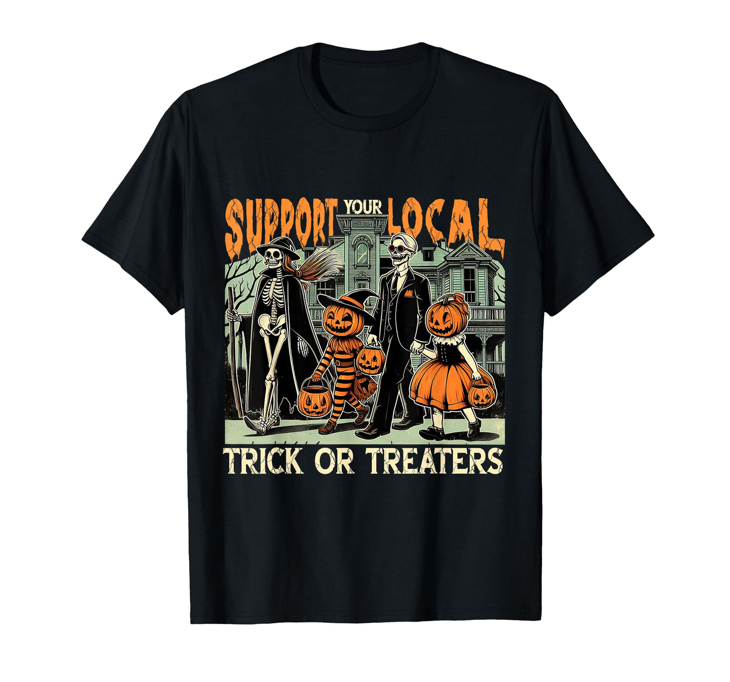 Support Local Trick or Treats Retro Halloween Art T-Shirt