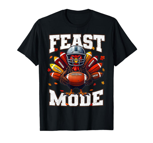 Feast Mode Turkey Vintage Fall Football Thanksgiving Men Boy T-Shirt