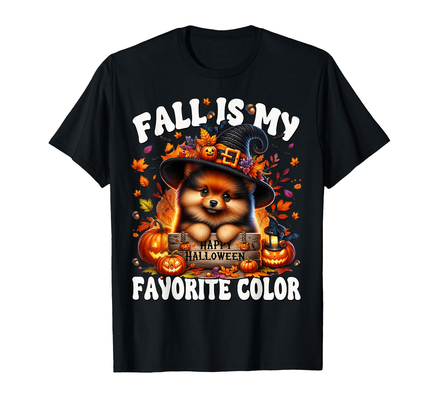 Fall is My Favorite Color Witchy Halloween Pomeranian Mom T-Shirt
