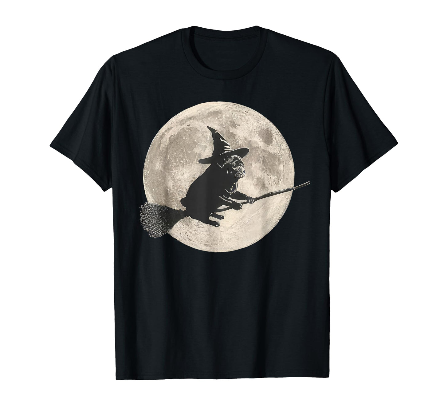Funny Halloween Witch Pug Moon Dog Mom Pug Lover T-Shirt