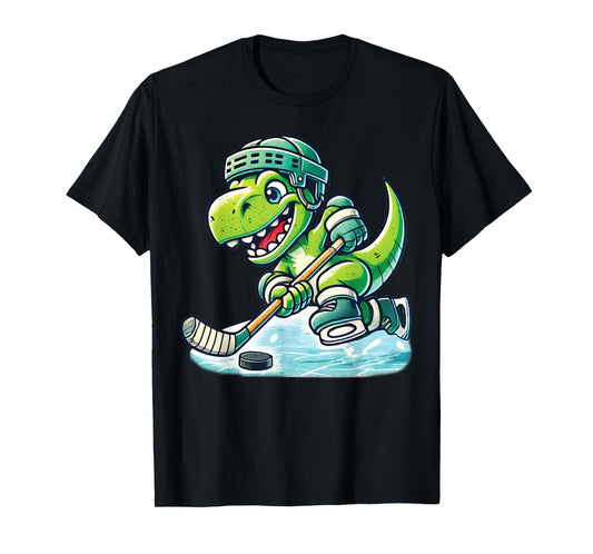 Hockeysaurus Dinosaur Ice Hockey Trex Kids Boys Ice Hockey T-Shirt