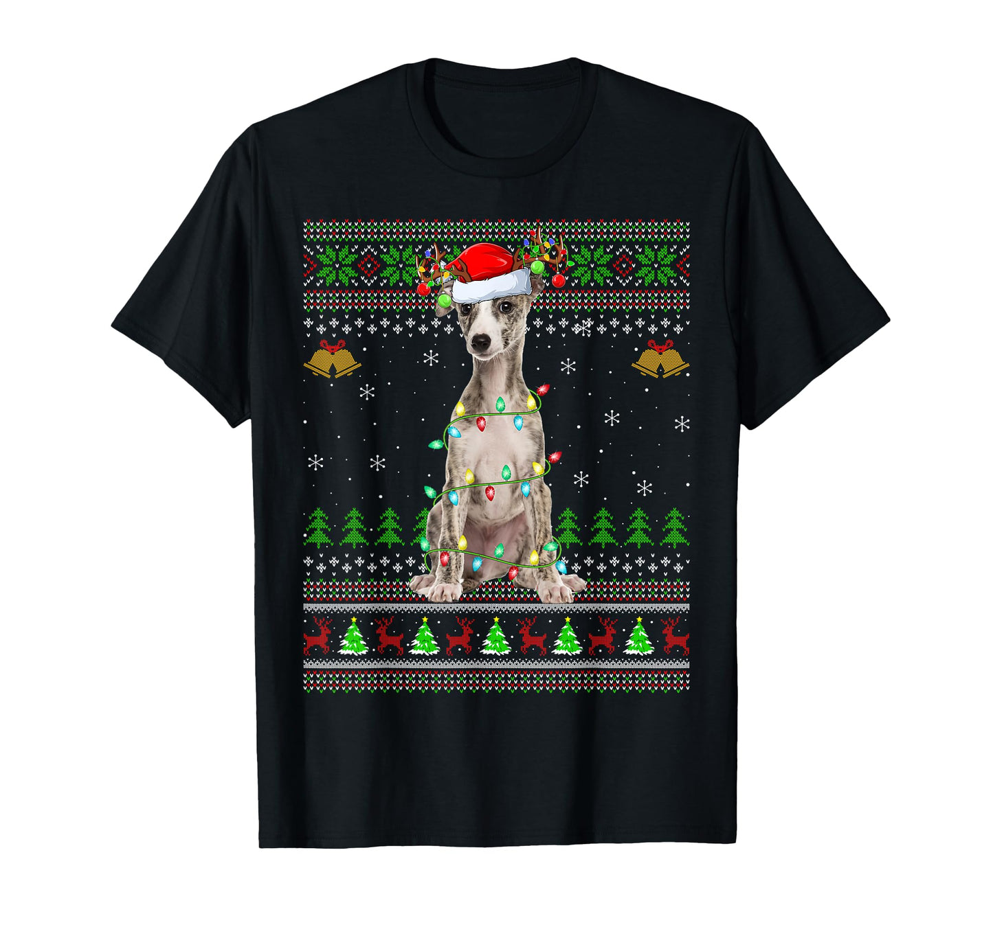 Whippet Dog Ugly Christmas Sweaters Holiday Santa Xmas T-Shirt