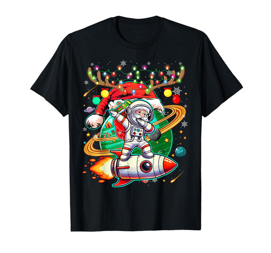 Dabbing Santa Christmas Lights Boys Men Kids Xmas Funny T-Shirt