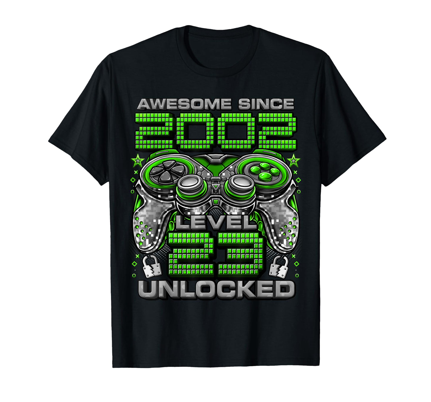 Level 23 Unlocked Awesome Since 2002 23rd Birthday Gaming T-Shirt