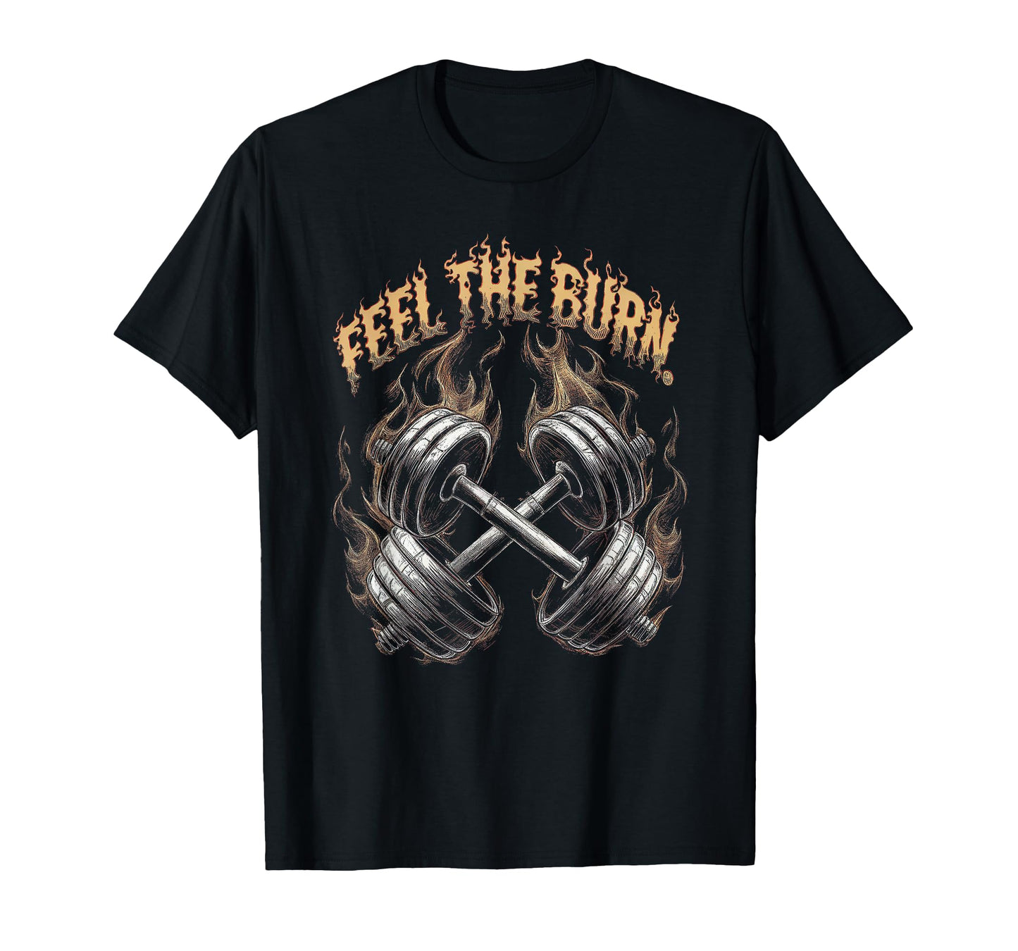 Feel the Burn - Gym Art Dumbbells Design T-Shirt