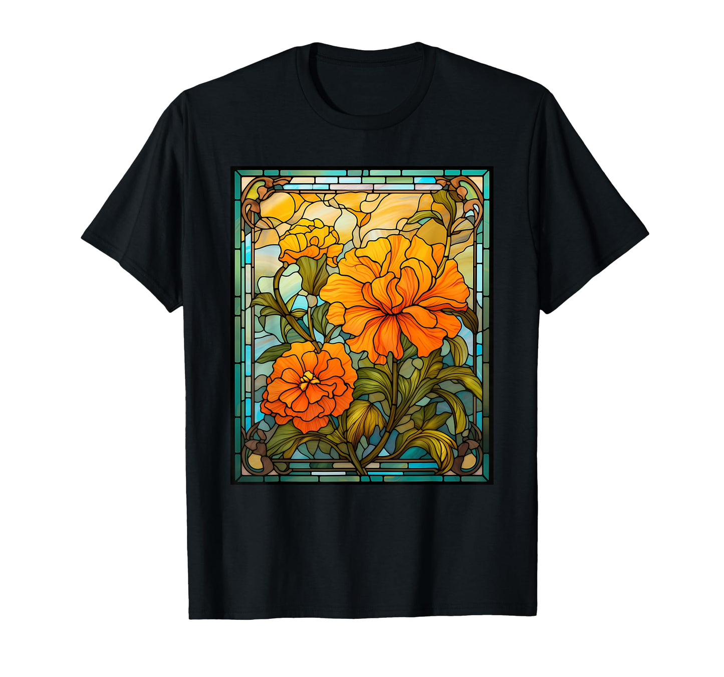 Stained Glass Style Marigold T-Shirt