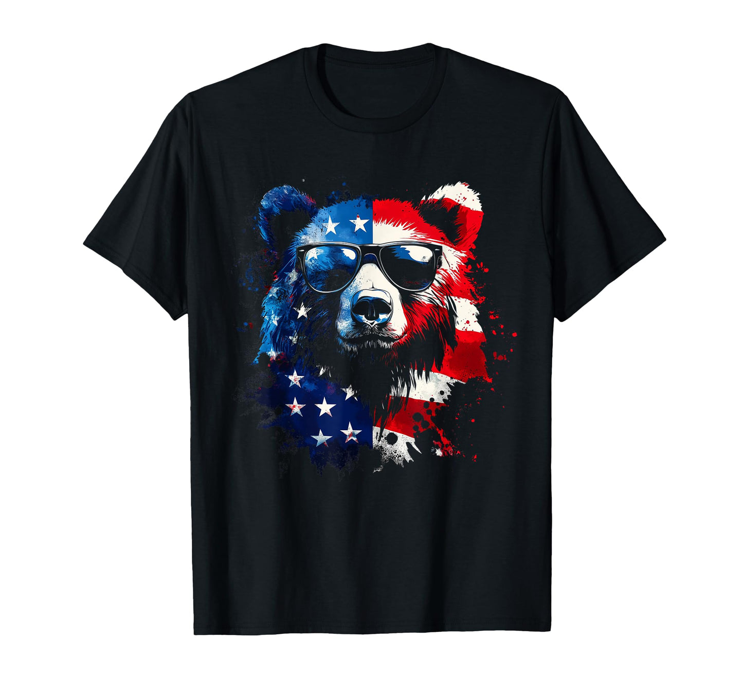Patriotic Bear American Flag Grizzly Bear 4th Of July T-Shirt