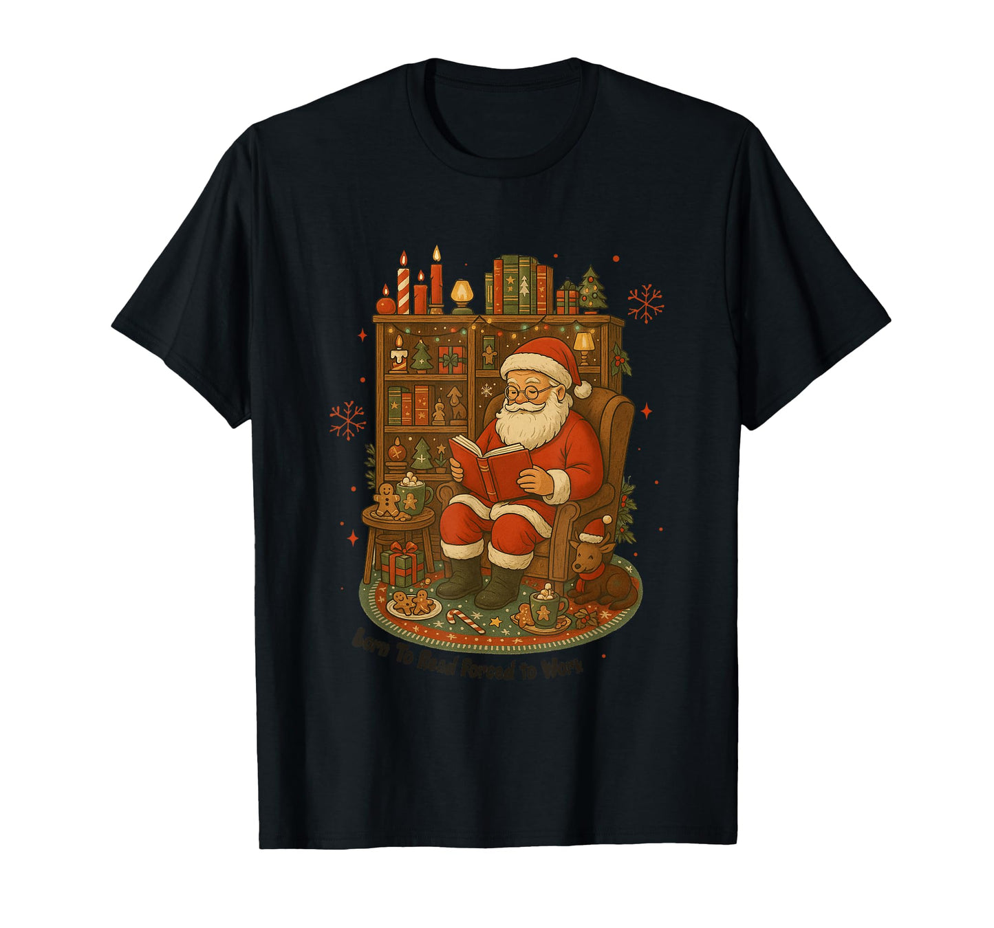 Love to Read Forced to Work Santa T-Shirt