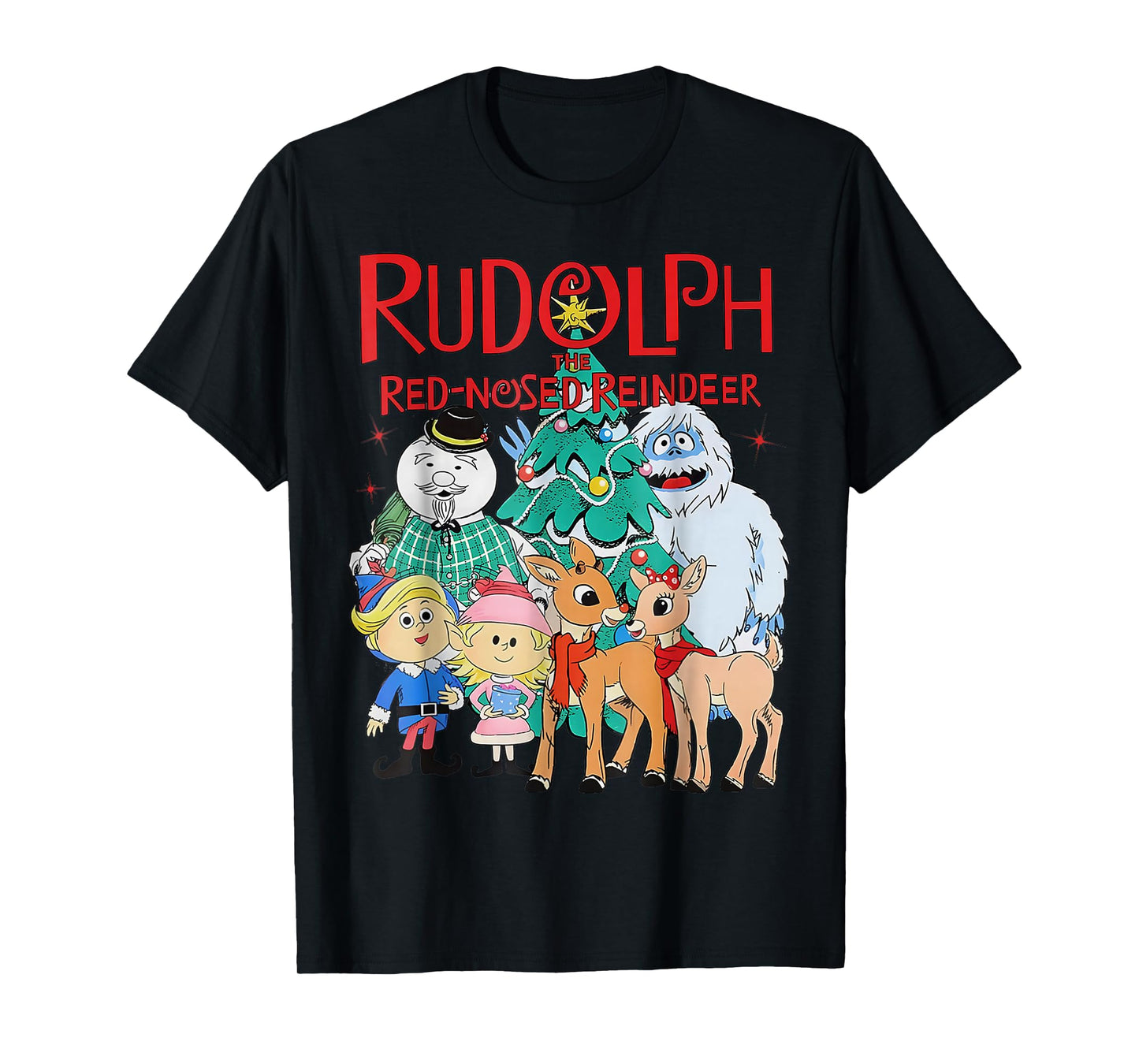 Funny Cute Rudolph The Red Nosed Reindeer Christmas Tree T-Shirt
