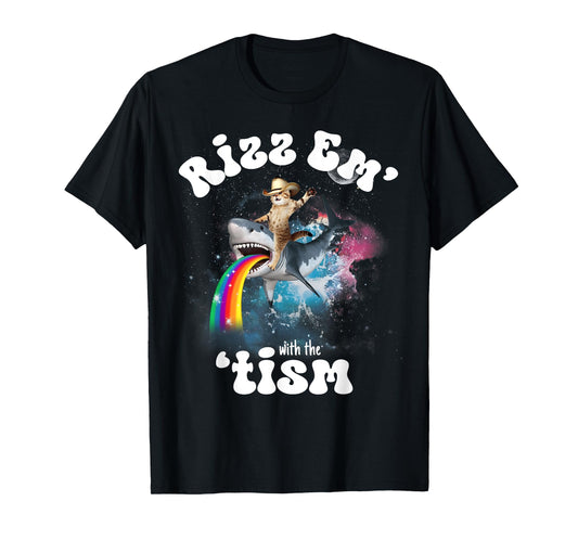 Rizz Em With The Tism Funny Meme Y2K Cat Autism Awareness Men Women Kids T-Shirt