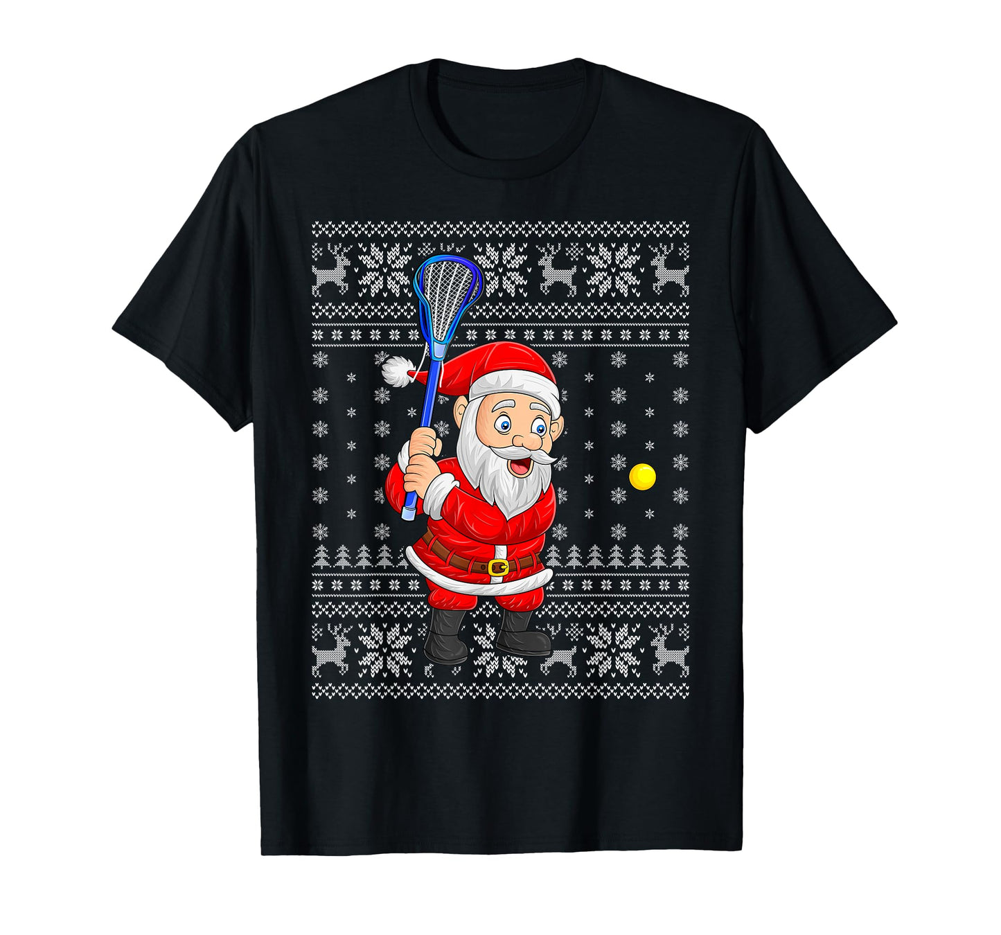 Santa Playing Lacrosse Ugly Christmas Sweaters Xmas T-Shirt