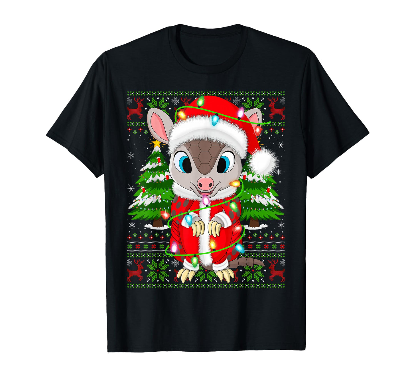 Armadillo Christmas Lights Santa Costume Ugly Xmas Sweaters T-Shirt