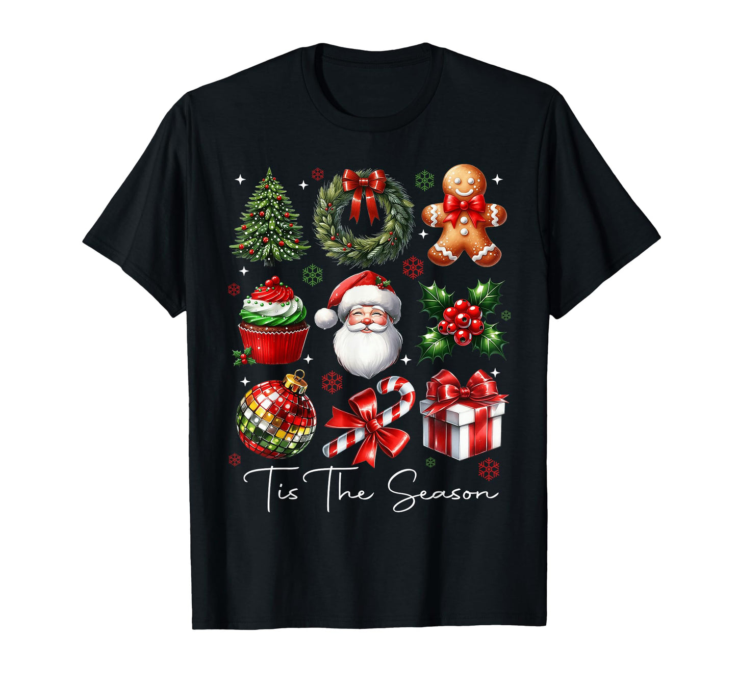 Tis The Season Christmas Santa Gingerbread Xmas Tree Pajamas T-Shirt