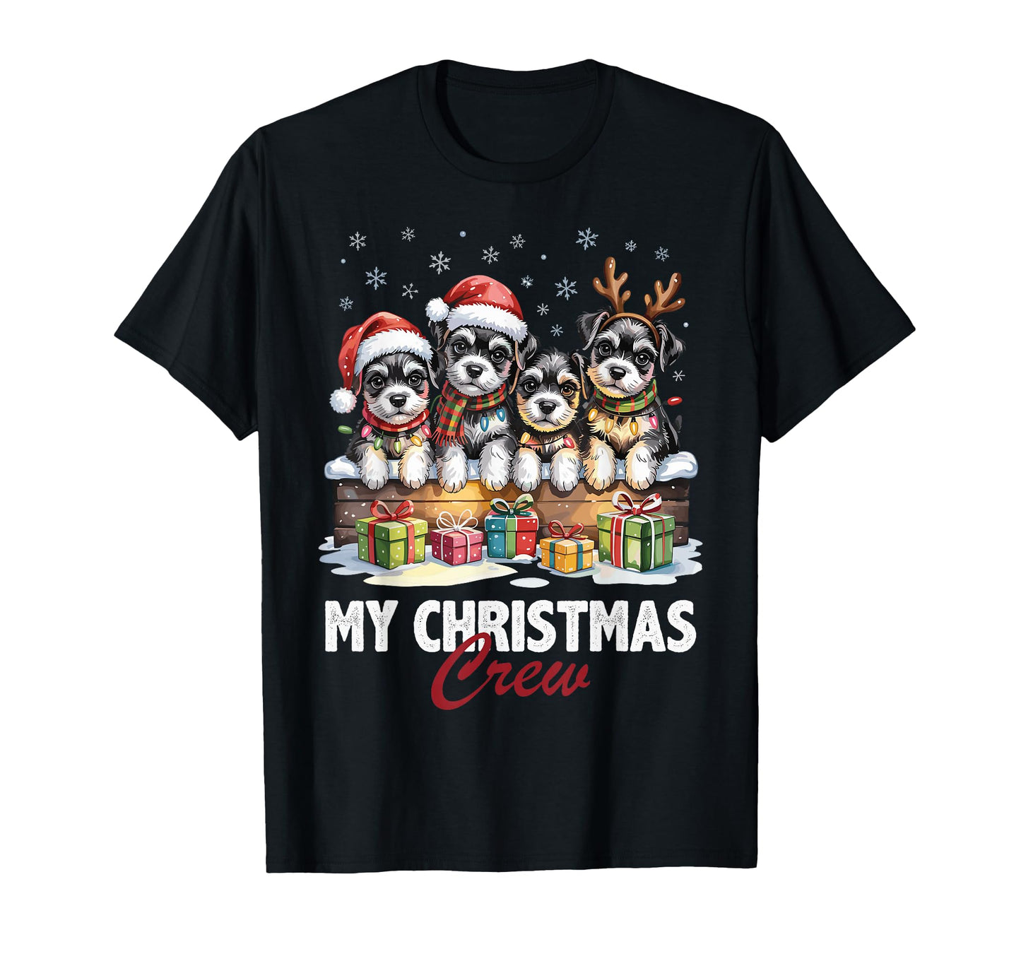 Miniature Schnauzer Christmas Crew Funny Dog Lovers Holiday T-Shirt