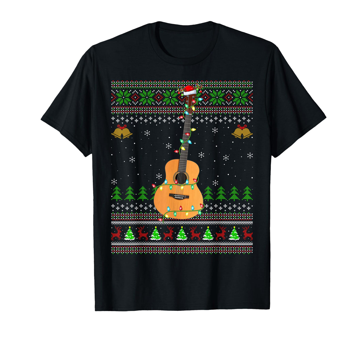 Ukulele Guitar Ugly Christmas Sweaters Music Lover Xmas T-Shirt