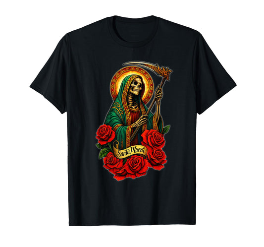 Santa Muerte Mexican Floral Saint Death T-Shirt