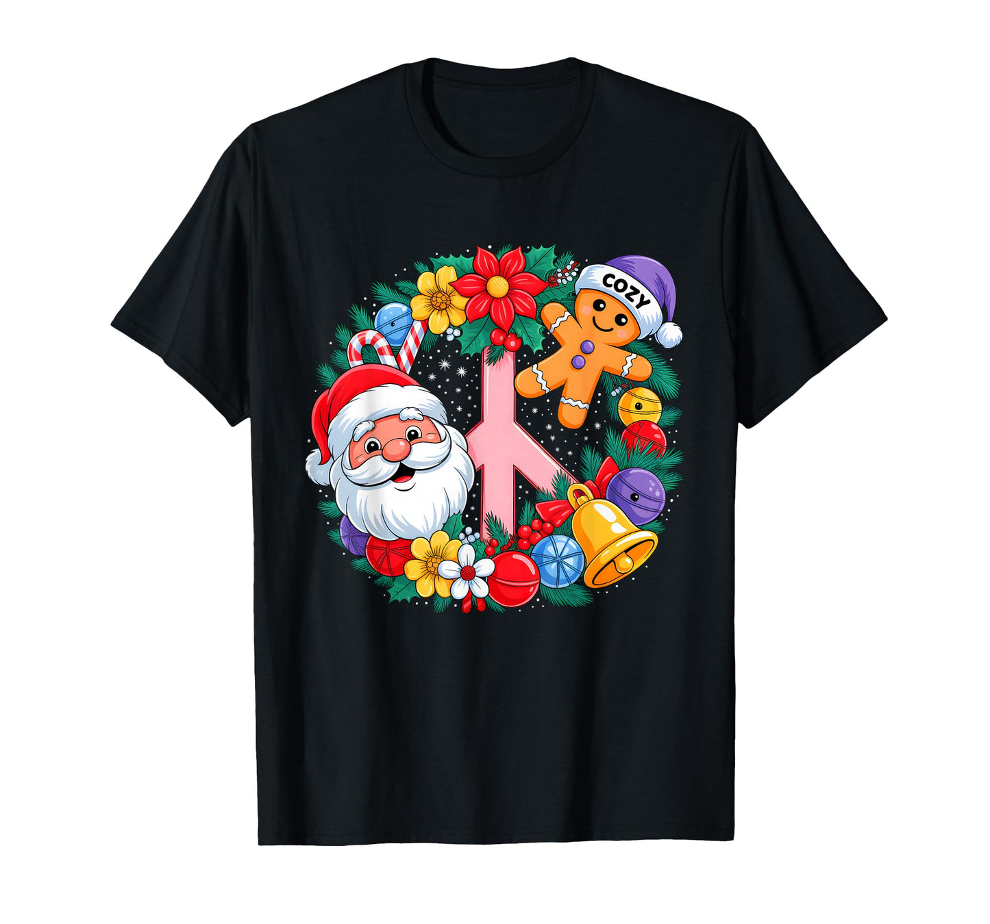 Retro Groovy Christmas Santa Claus Gingerbeard Xmas Vibes T-Shirt