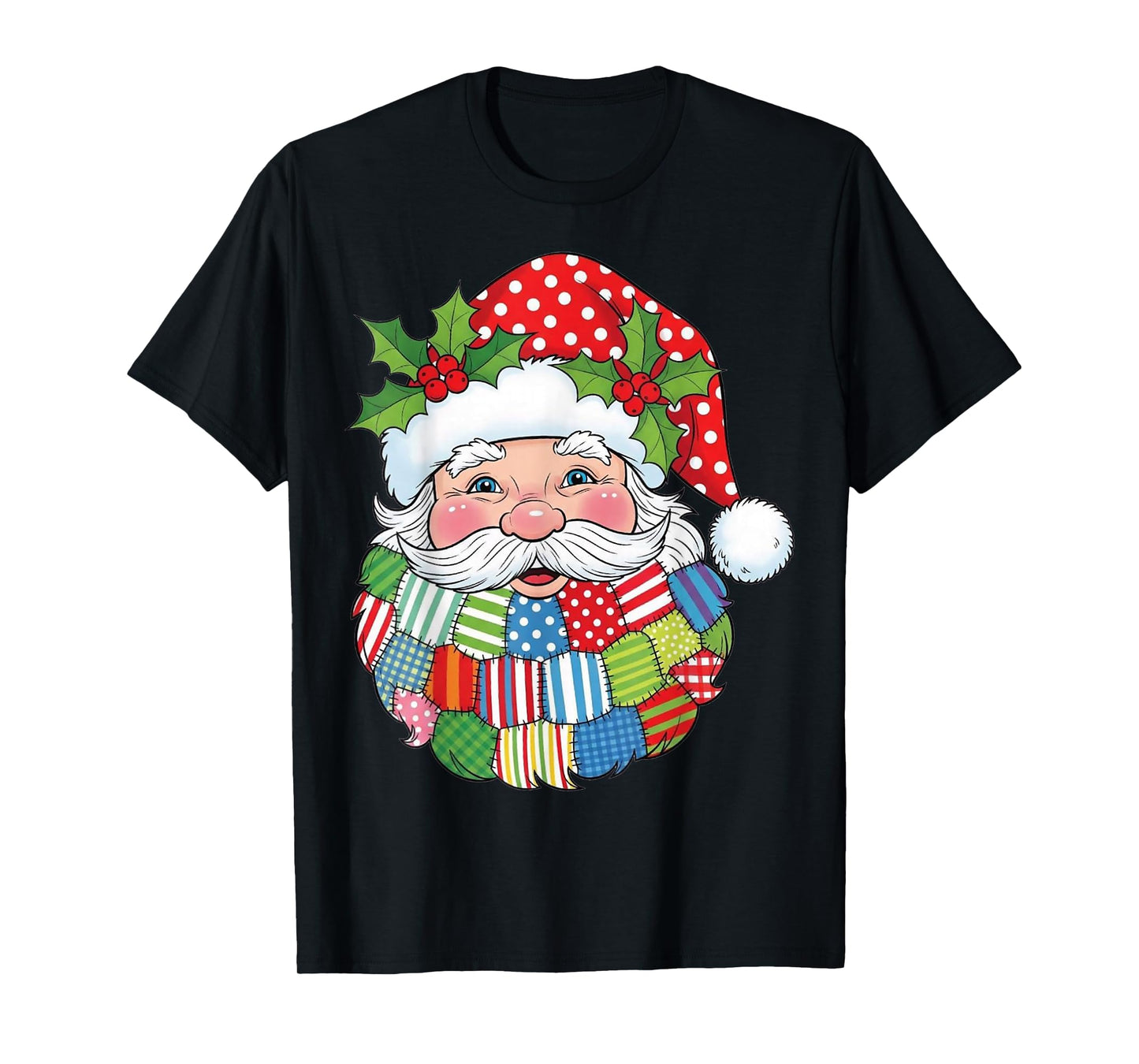 Patchwork Santa Claus Retro Christmas Funny Mens Womans Kids T-Shirt
