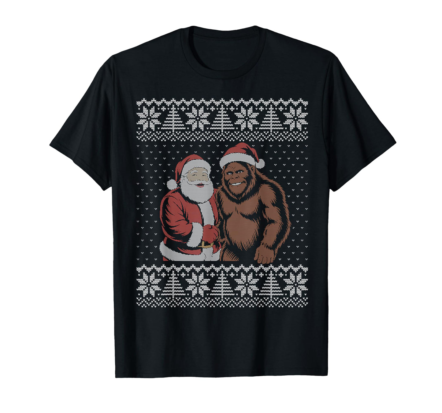 Santa Bigfoot Ugly Christmas Sweater Funny T-Shirt
