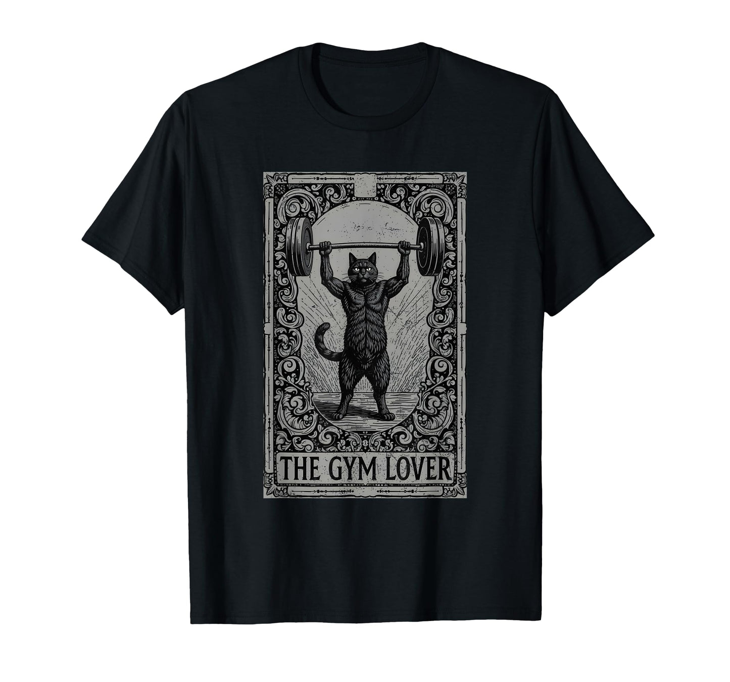 The Gym Lover Tarot Card Cat Lifting Weight Grunge Men Women T-Shirt