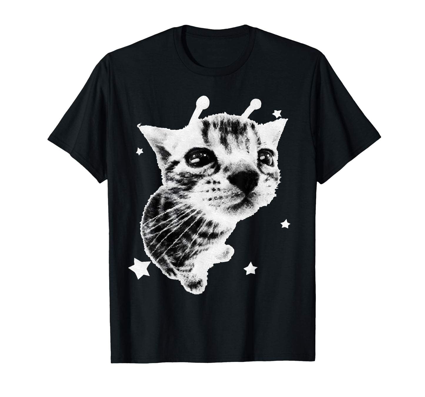 Y2K Alien Cat Meme Retro Silly Cat Vintage Kitty Funny Shirt T-Shirt