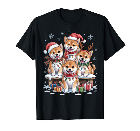Cute Shiba Inu Christmas Puppies Dog Lovers Funny Holiday T-Shirt