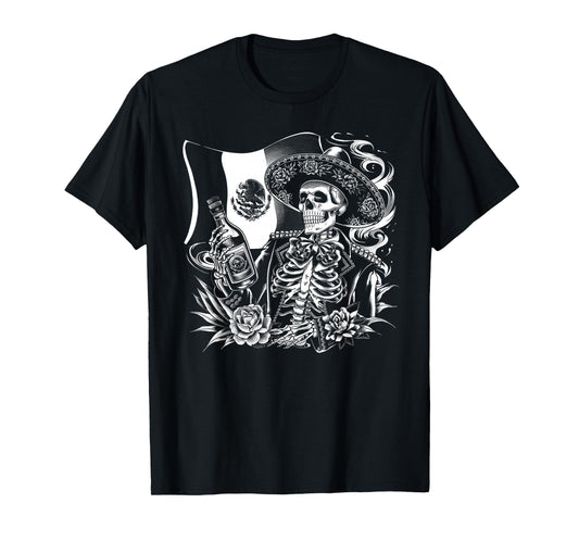 Mexico Vintage Skeleton Tequila Dia De Los Muertos Mexican T-Shirt