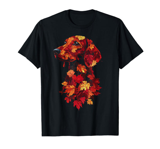 Dachshund Fall Autumn Leaves Funny Wiener Dog Lover T-Shirt