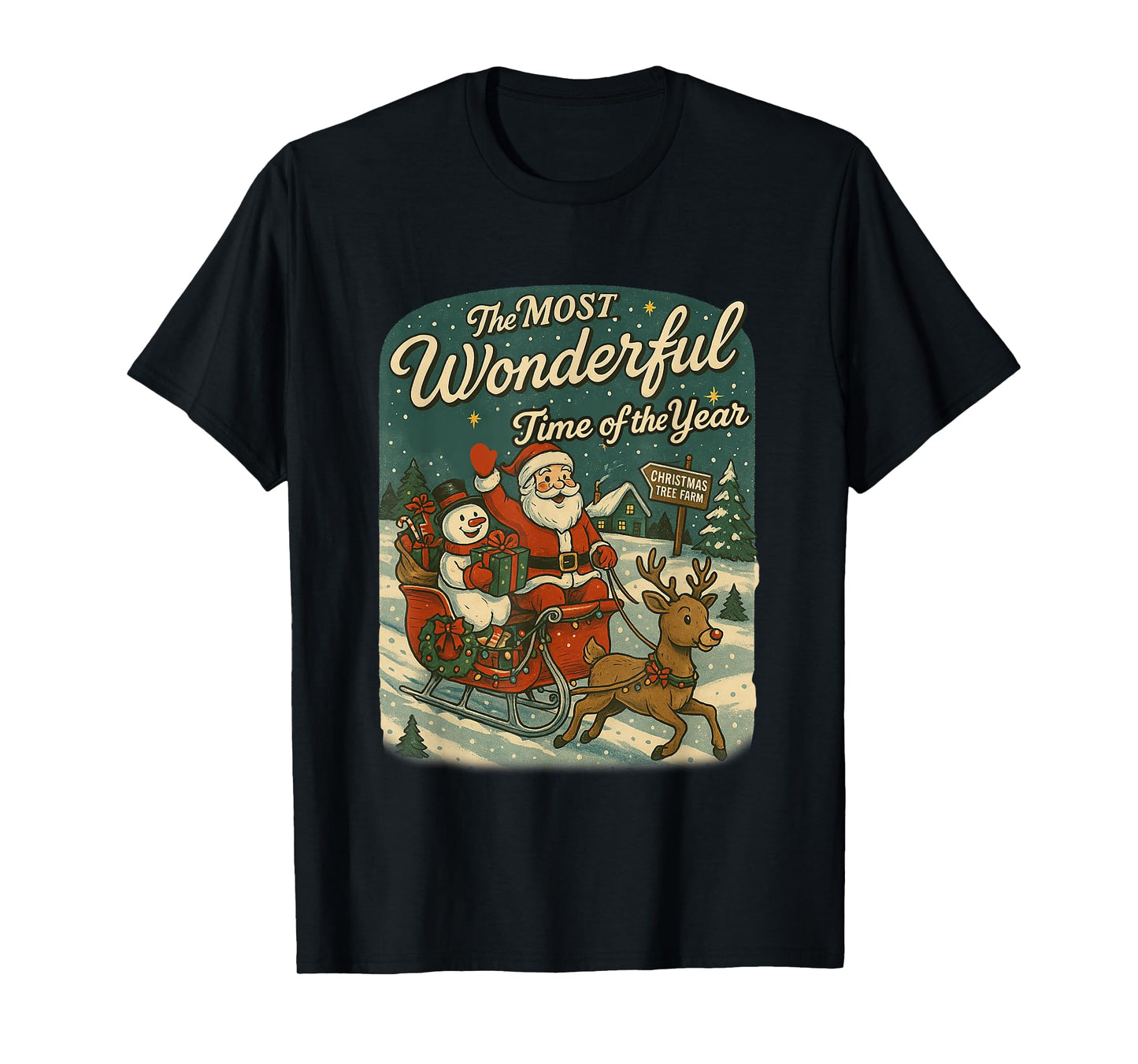 Vintage The Most Wonderful Time of The Year Christmas Santa T-Shirt