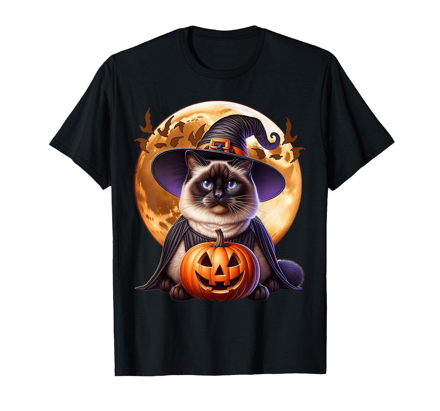 Siamese Cat Halloween Siamese Cat Witch Halloween Cat T-Shirt