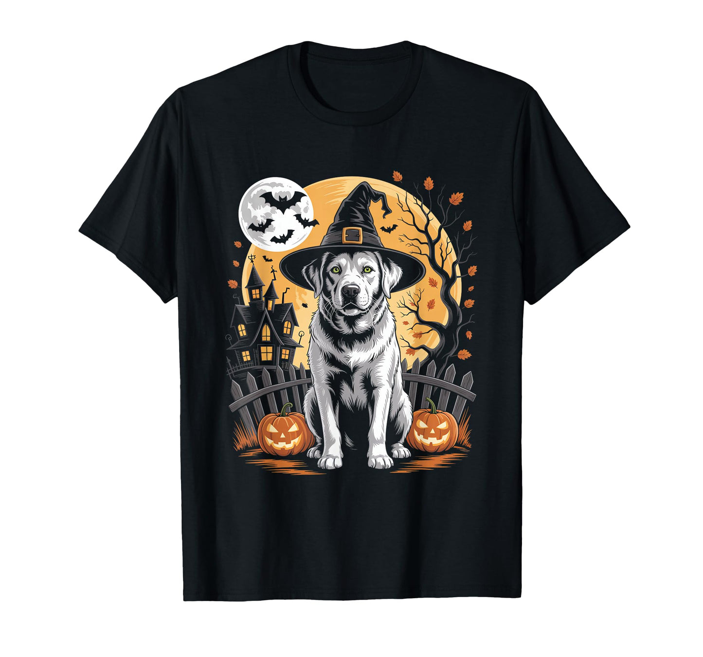 Halloween Labrador Witch Hat - Spooky Dog Pumpkin T-Shirt