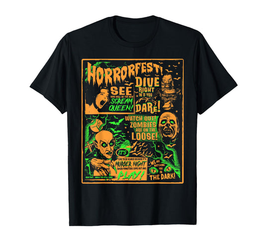 Vintage Halloween Classic Horror Movie Poster Horrorfest T-Shirt